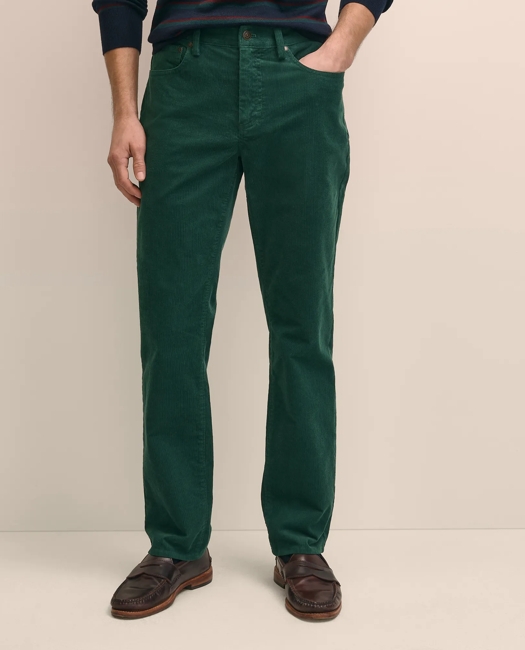 Cotton 5-Pocket Corduroy Pants - Green
