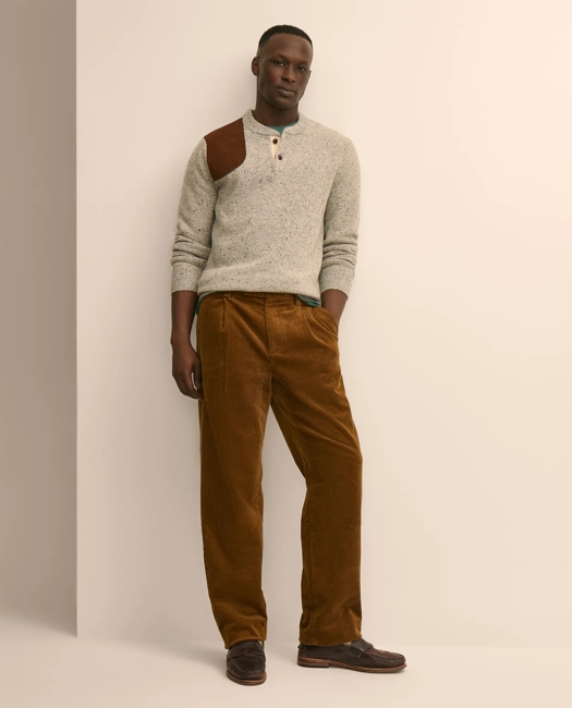 Cotton Wide-Wale Pleated Corduroy Pants