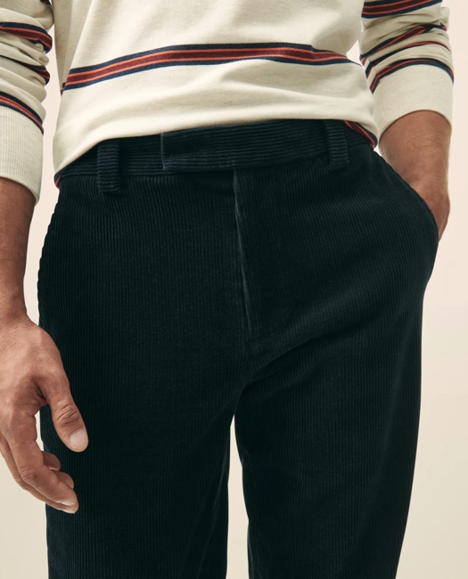 Regular Fit Wide-Wale Corduroy Pants - Dark Navy