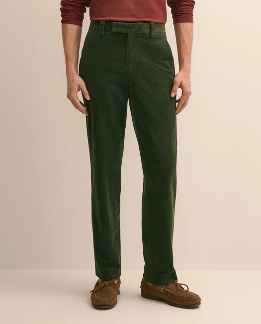 Regular Fit Wide-Wale Corduroy Pants - Green