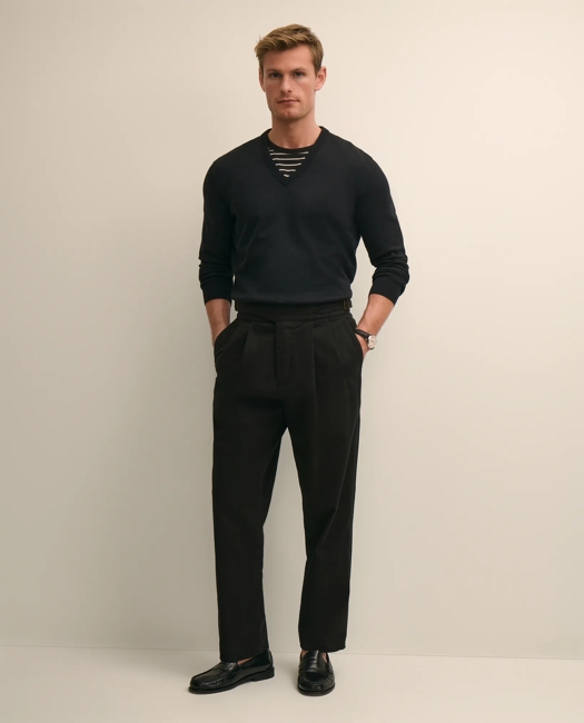 Cotton Herringbone Gurkha Pants - Black