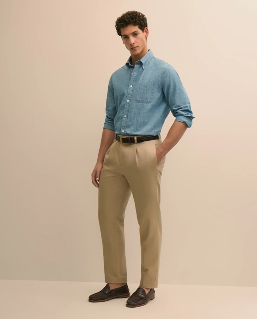 The Pleated Linen-Cotton Pants - Khaki