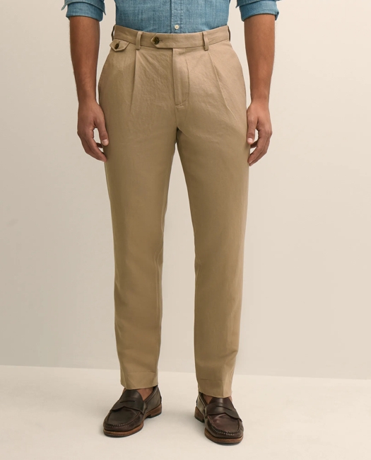 The Pleated Linen-Cotton Pants - Khaki