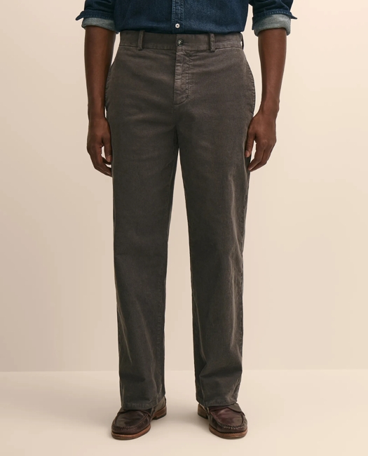 Cotton Corduroy Traditional Fit Chinos Pants - Medium Grey