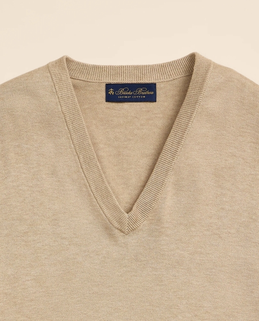 Supima Cotton V-Neck Sweater - Beige