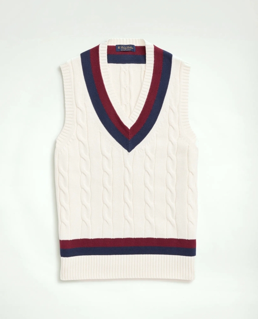 Vintage-Inspired Tennis V-Neck Vest in Supima Cotton