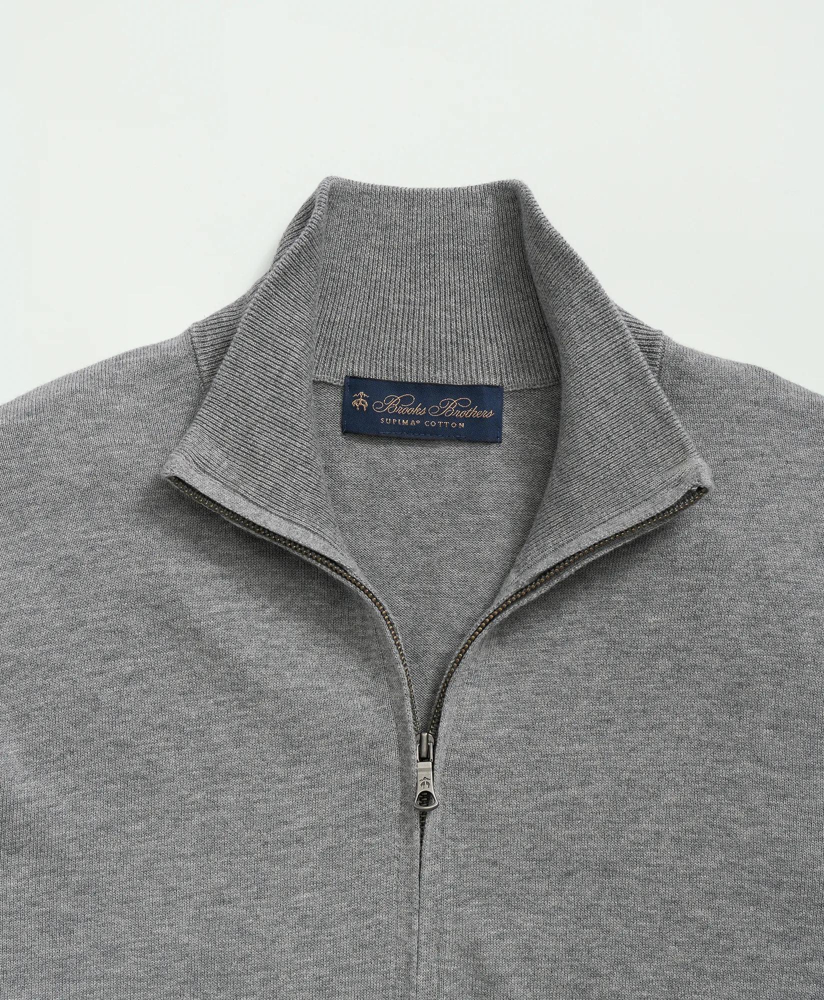 Supima Cotton Half-Zip Sweater - Medium Grey Heather