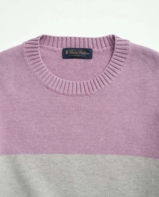 Supima Cotton Color-Block Crewneck Sweater