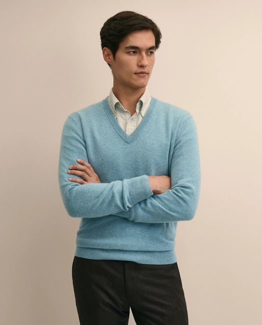 3-Ply Cashmere V-Neck Sweater - Blue