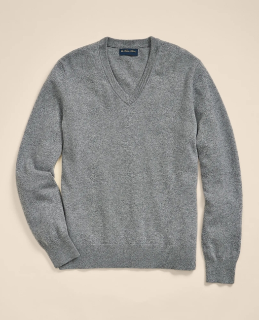3-Ply Cashmere V-Neck Sweater - Medium Grey