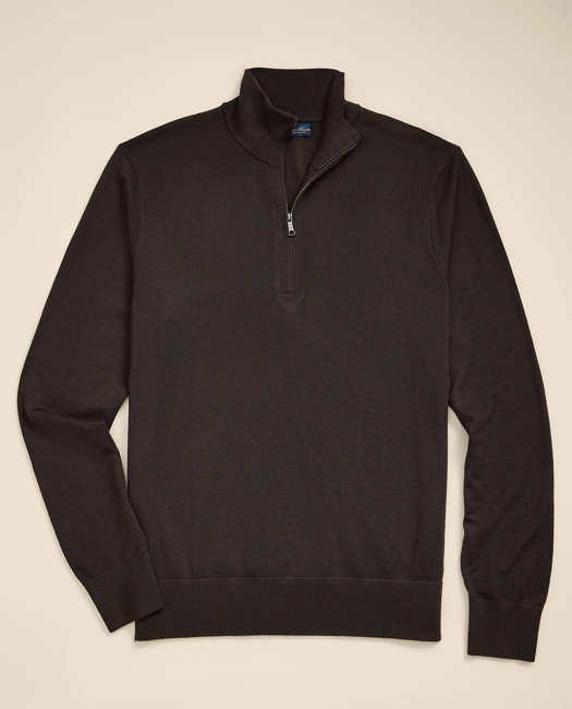 Ultimate Merino Wool Quarter-Zip Sweater - Dark Brown