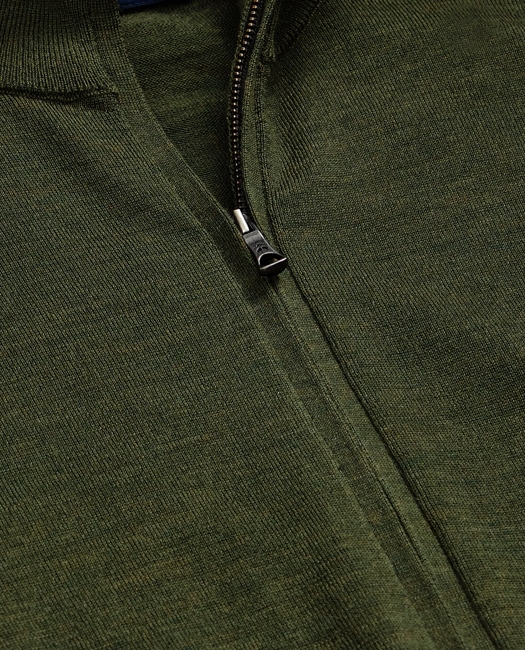 Ultimate Merino Wool Full Zip Sweater - Dark Green