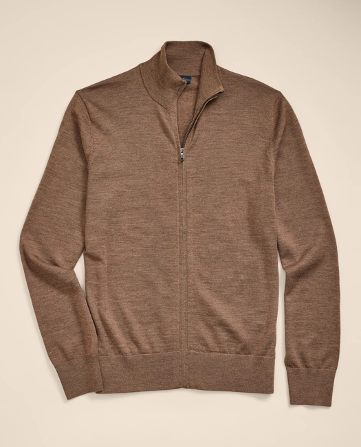 Ultimate Merino Wool Full Zip Sweater - Khaki