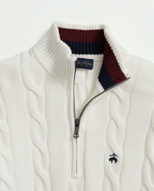Cable Knit Tennis Half-Zip Sweater in Supima Cotton