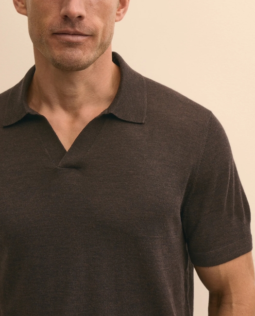 Lightweight Luxe All-Season Sweater, Johnny Collar Shirt - Brown