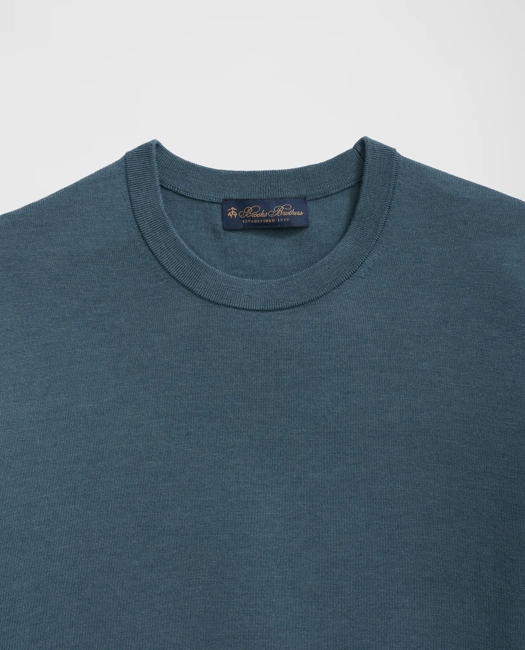 Lightweight Luxe All-Season Sweater, Short Sleeve Crewneck Shirt - Dark Teal