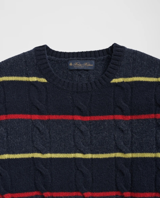 Archive Cable Striped Sweater in Merino Wool