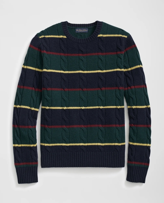 Archive Cable Striped Sweater in Merino Wool