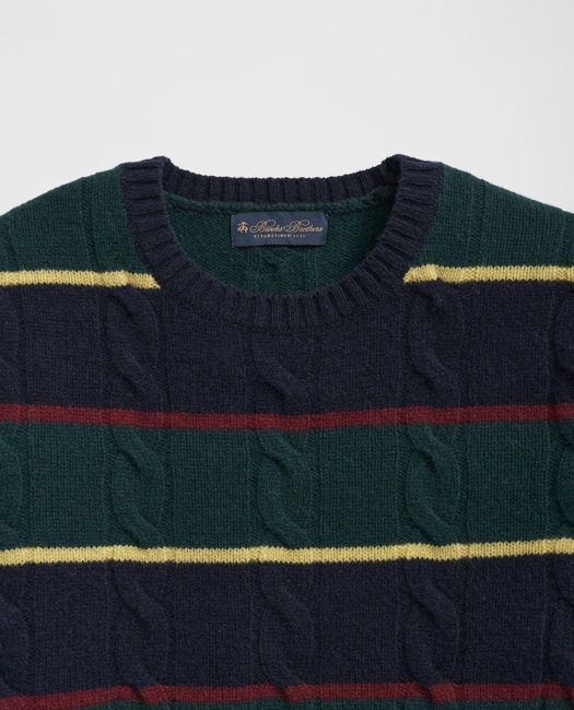 Archive Cable Striped Sweater in Merino Wool