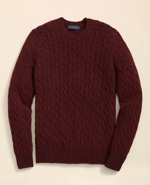 Cable Crewneck Sweater in Shetland Wool