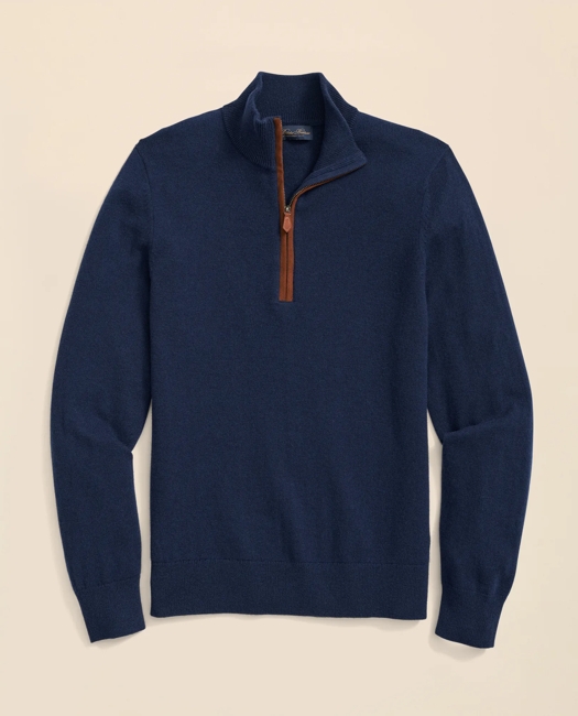 3-Ply Cashmere Quarter-Zip Sweater - British Blue
