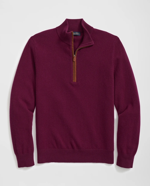 3-Ply Cashmere Quarter-Zip Sweater - Burgundy
