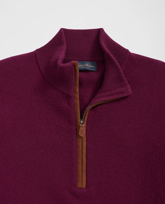 3-Ply Cashmere Quarter-Zip Sweater - Burgundy