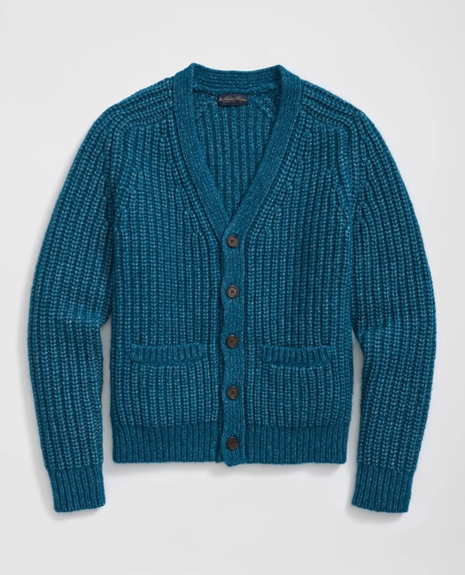 Alpaca-Wool Blend V-Neck Cardigan in English Rib
