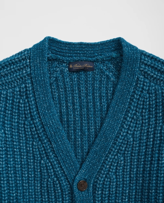 Alpaca-Wool Blend V-Neck Cardigan in English Rib