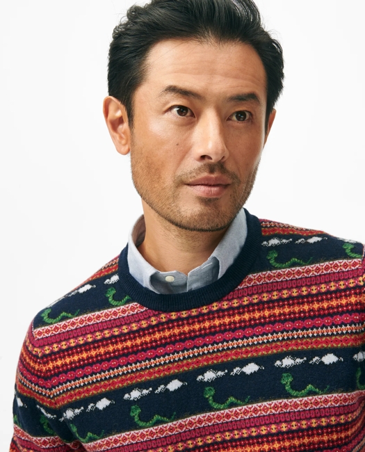Men's Lunar New Year Wool-Blend Fair Isle Snake Motif Sweater