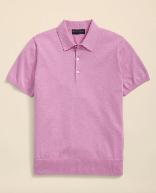 Supima Cotton Short-Sleeve Polo Sweater