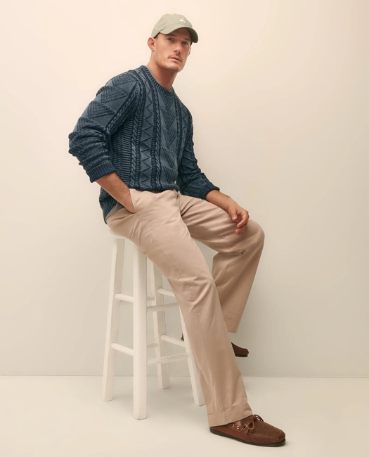 Supima Cotton Gansey Knit Crewneck Sweater