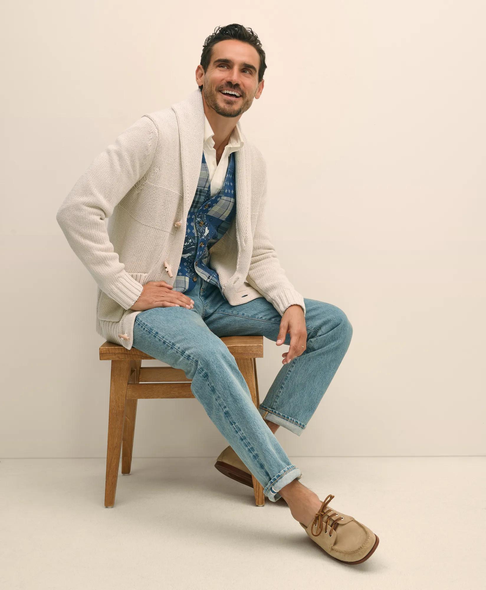 Cotton Shawl Collar Toggle Cardigan