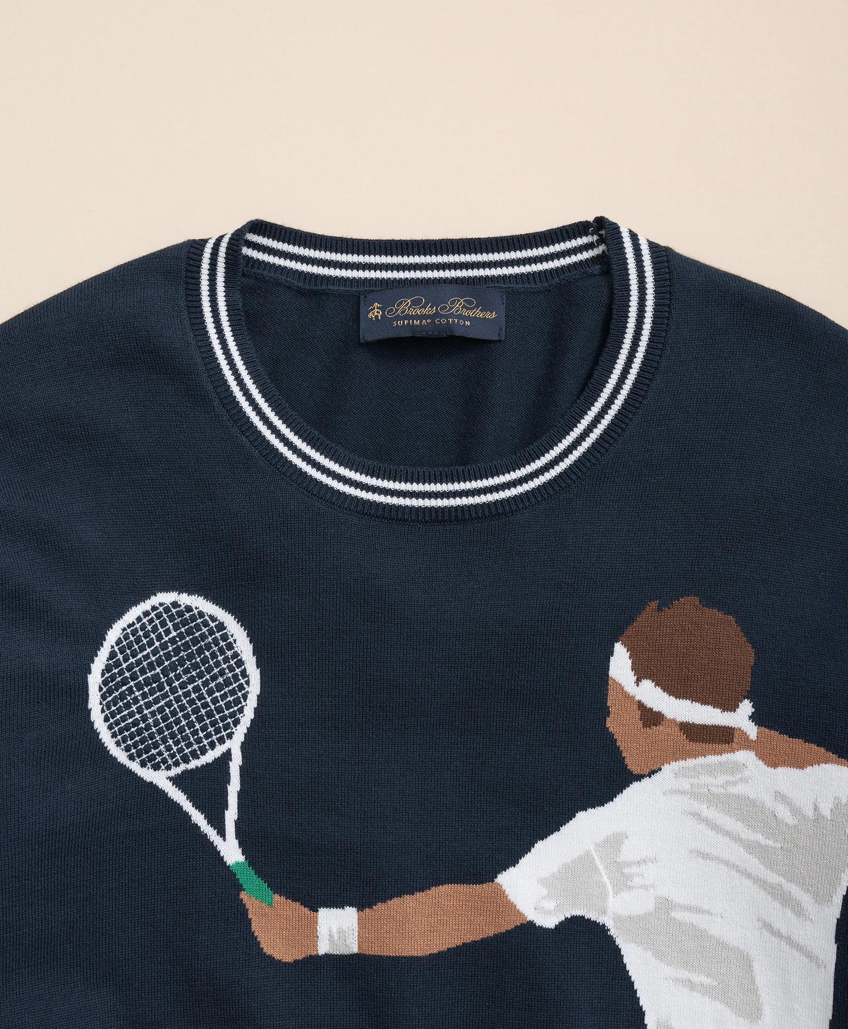 Tennis Motif Sweater in Supima Cotton