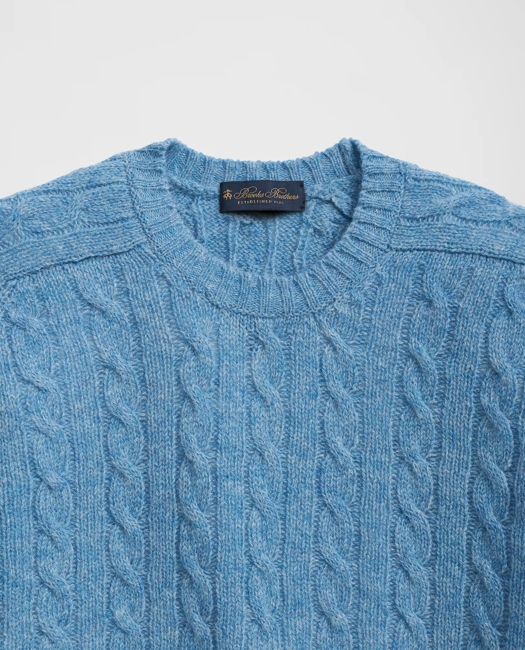 Cable Crewneck Sweater in Shetland Wool
