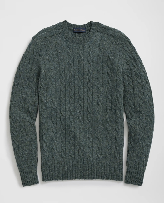 Cable Crewneck Sweater in Shetland Wool