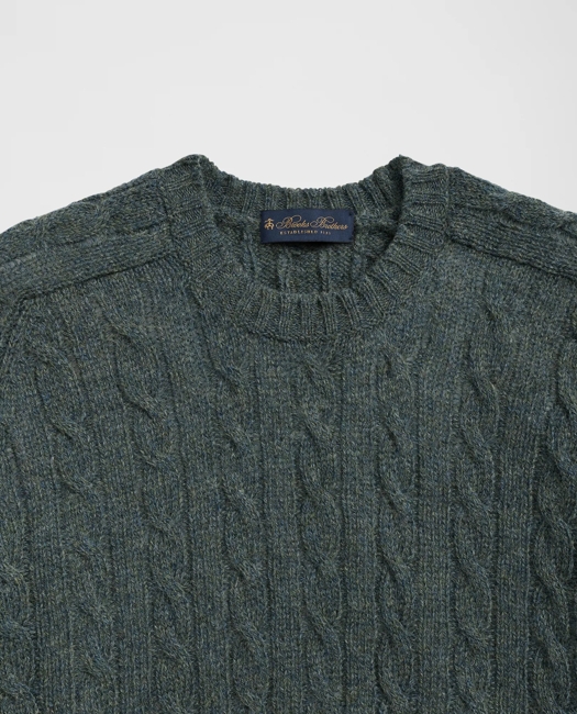Cable Crewneck Sweater in Shetland Wool