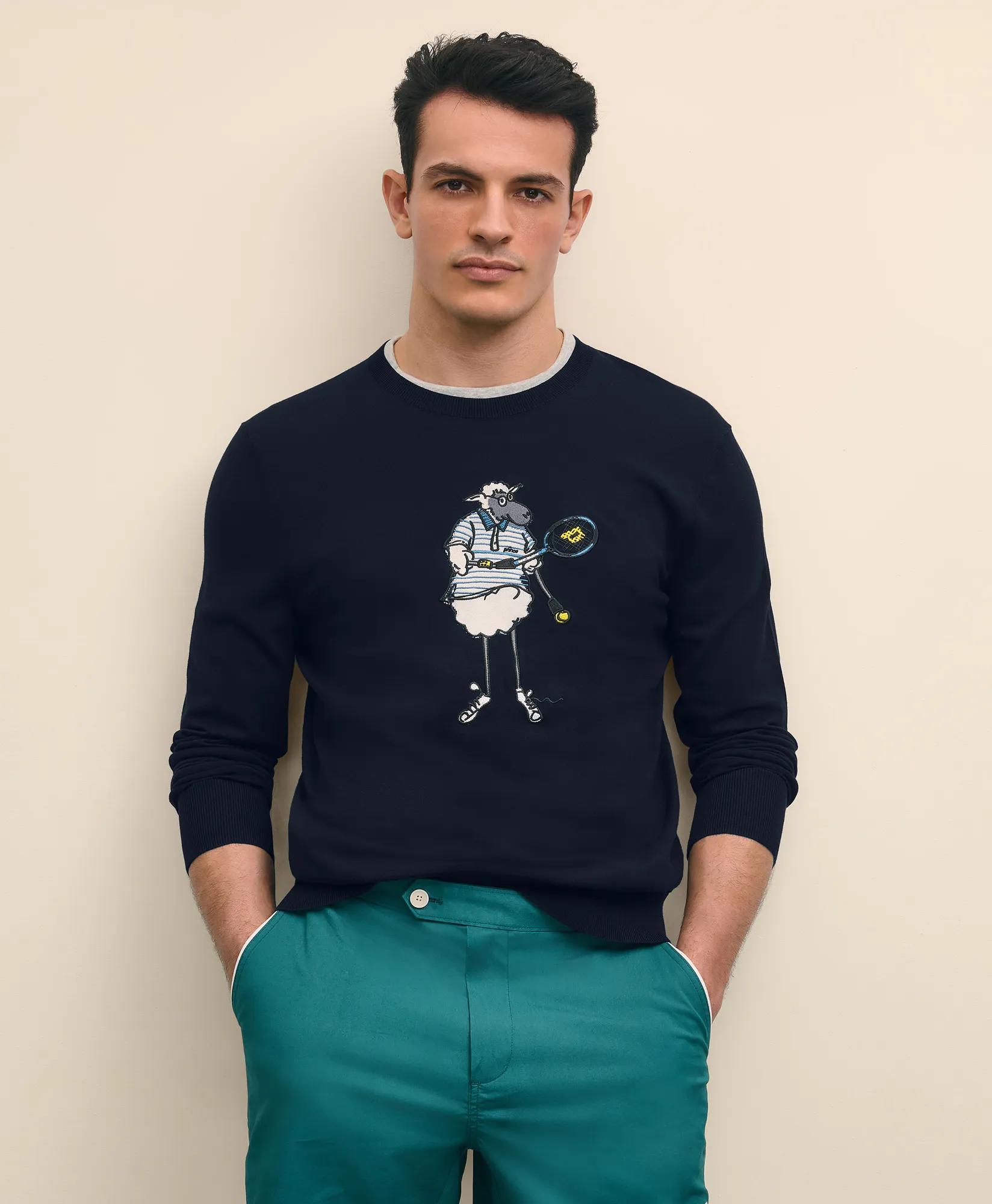 X Prince Cotton Blend Embroidered Henry Sweater