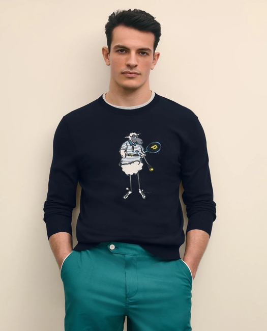 X Prince Cotton Blend Embroidered Henry Sweater