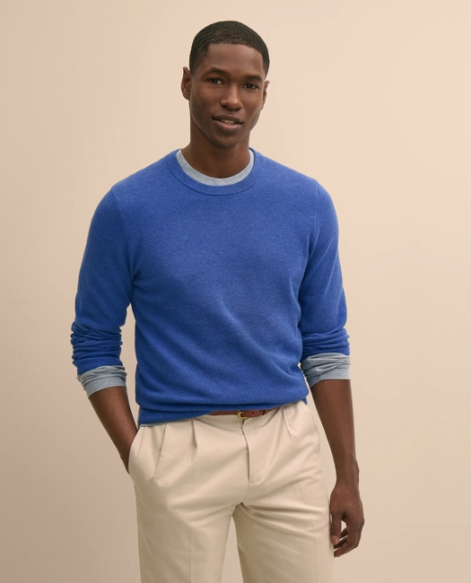 Supima Cotton Pique Crewneck Sweater