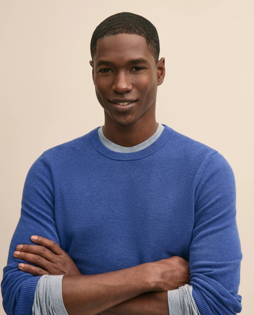 Supima Cotton Pique Crewneck Sweater