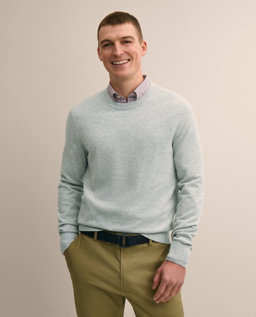 Supima Cotton Pique Crewneck Sweater