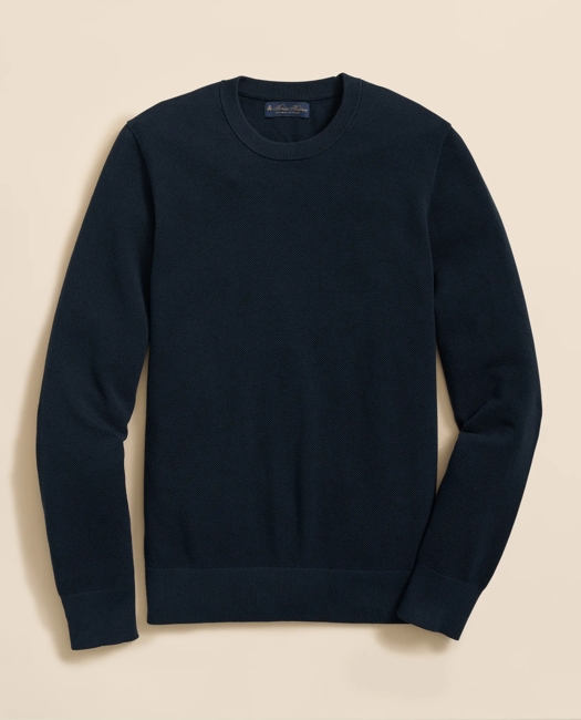 Supima Cotton Pique Crewneck Sweater