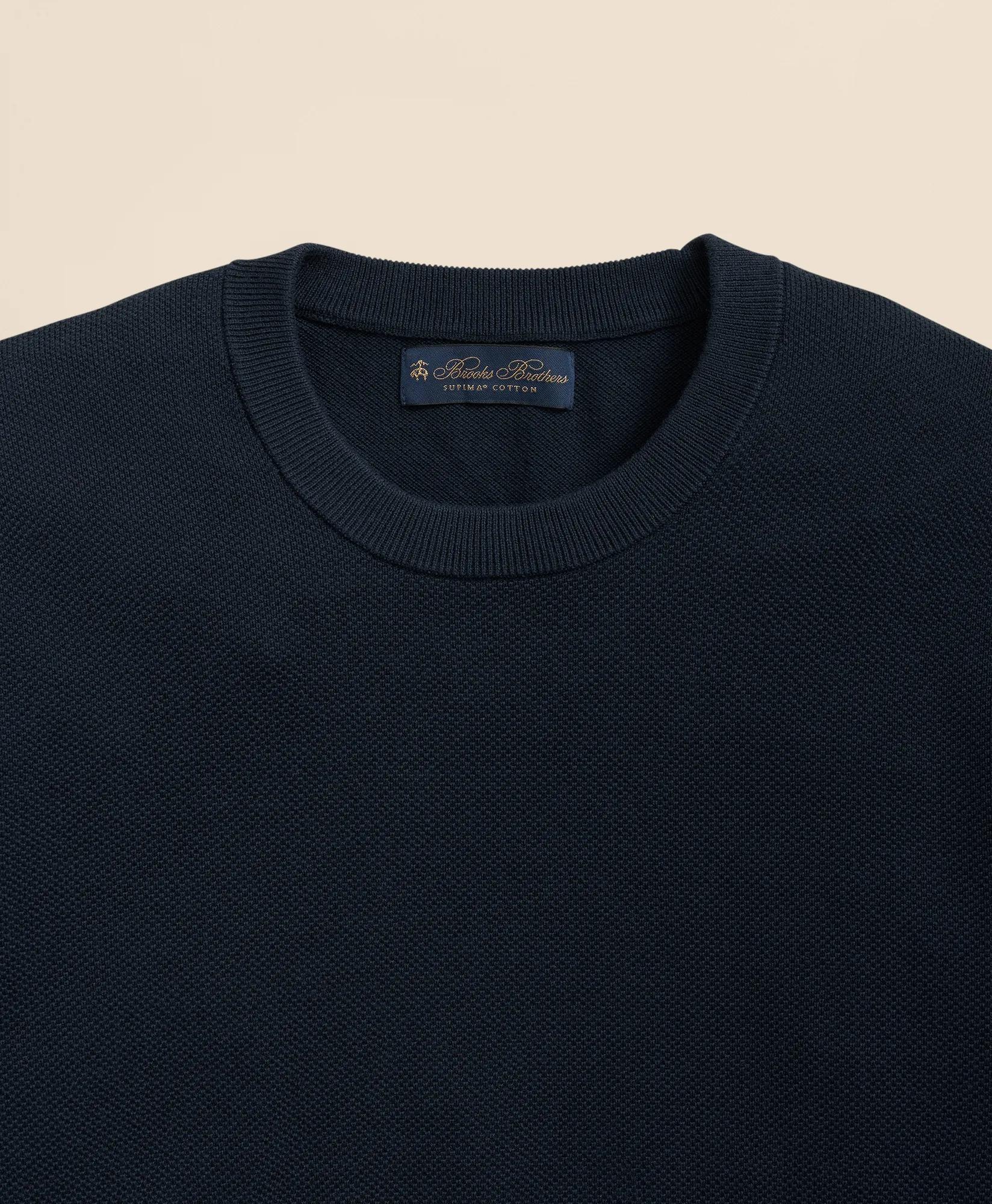 Supima Cotton Pique Crewneck Sweater