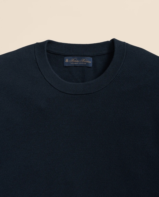 Supima Cotton Pique Crewneck Sweater