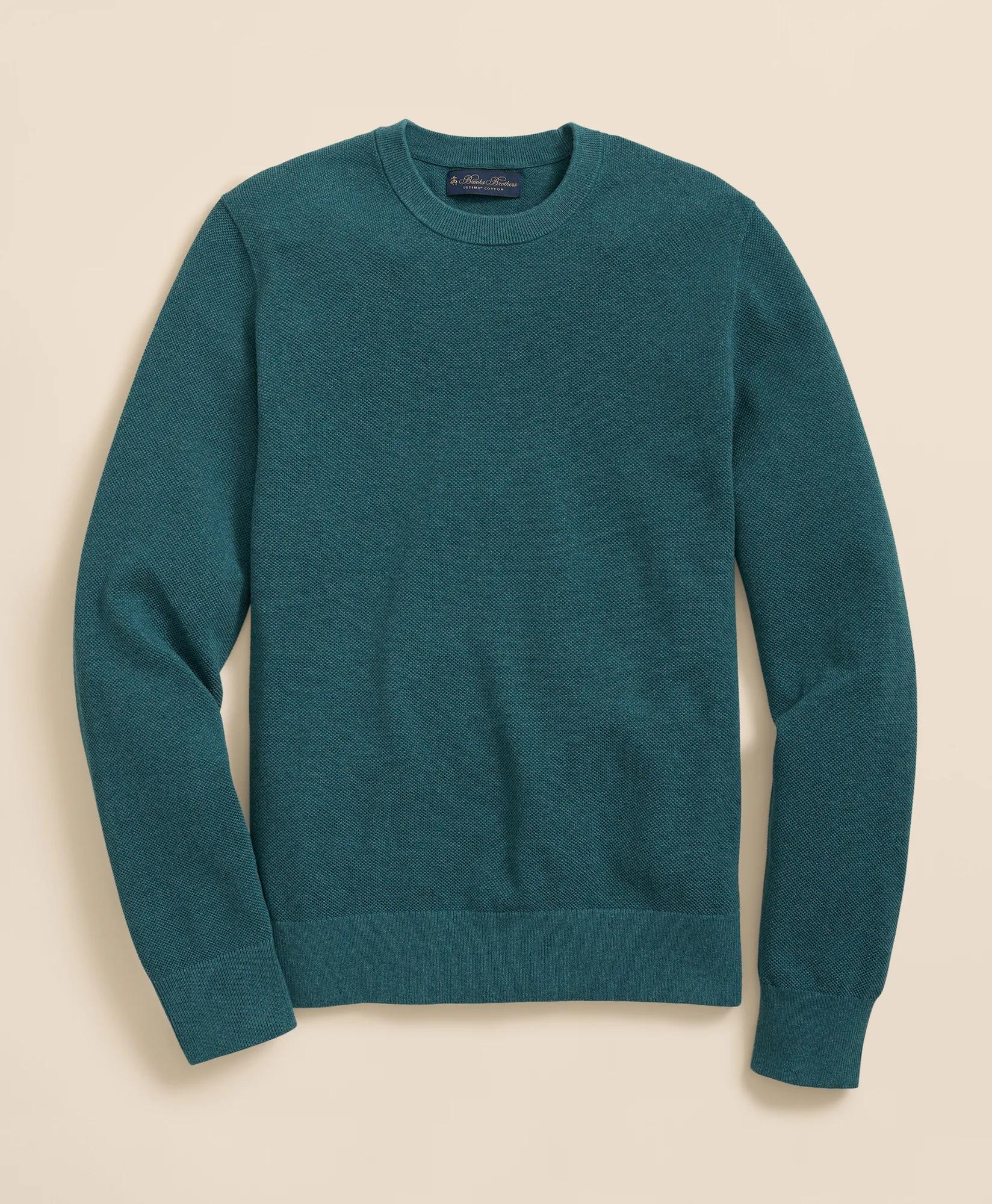 Supima Cotton Pique Crewneck Sweater