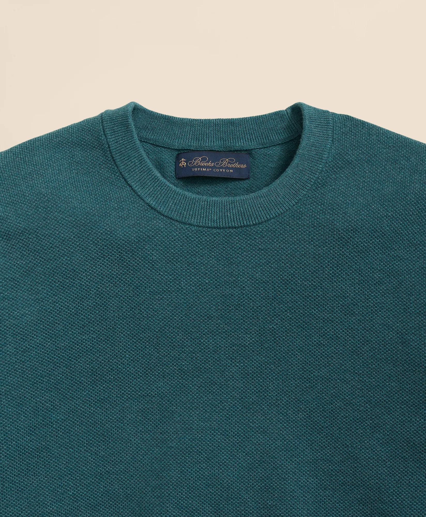 Supima Cotton Pique Crewneck Sweater