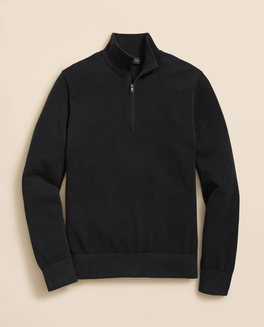 Supima Cotton Pique Quarter-Zip Sweater