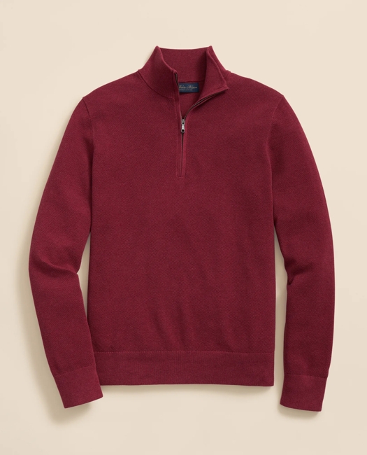 Supima Cotton Pique Quarter-Zip Sweater