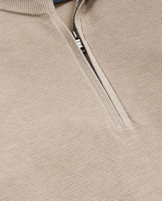 Supima Cotton Pique Quarter-Zip Sweater